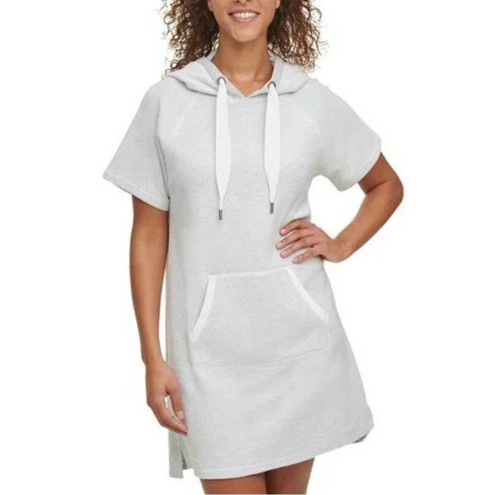 Marc New York Sweatshirt Dress Short Sleeve Hooded French Terry Gray Small